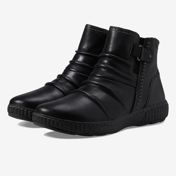 Clarks Shoes - Clarks Women Caroline Orchid Ankle Boots Black Casual Leather Outdoor Husk-Fleck